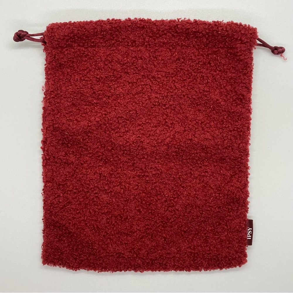 New Ipsy Maroon Fluffy Drawstring Makeup Cosmetic Bag 8"x10"
